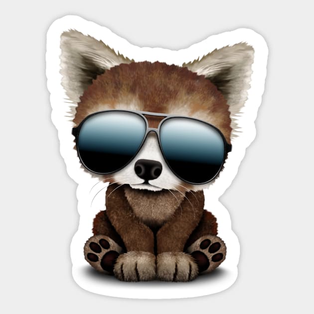 Cool Baby Red Panda Wearing Sunglasses Sticker by jeffbartels
